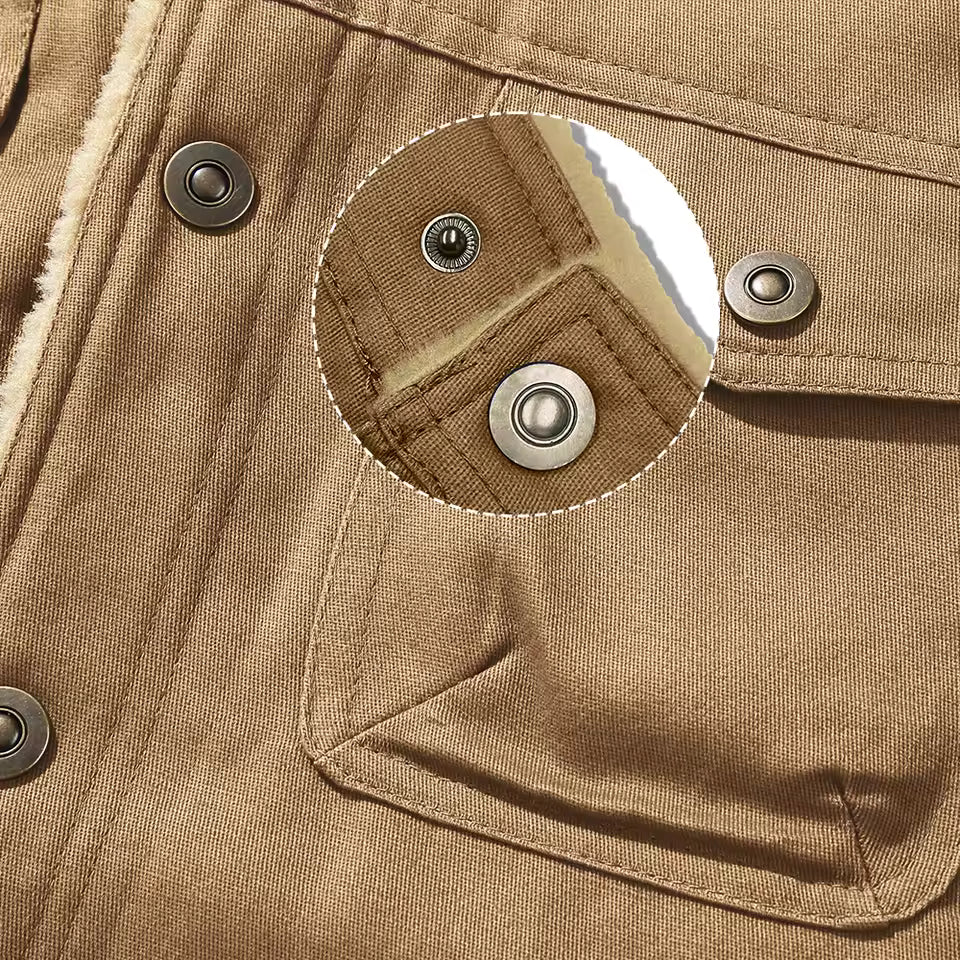 Men’s Navy Sherpa Lined Jacket with Button Closure